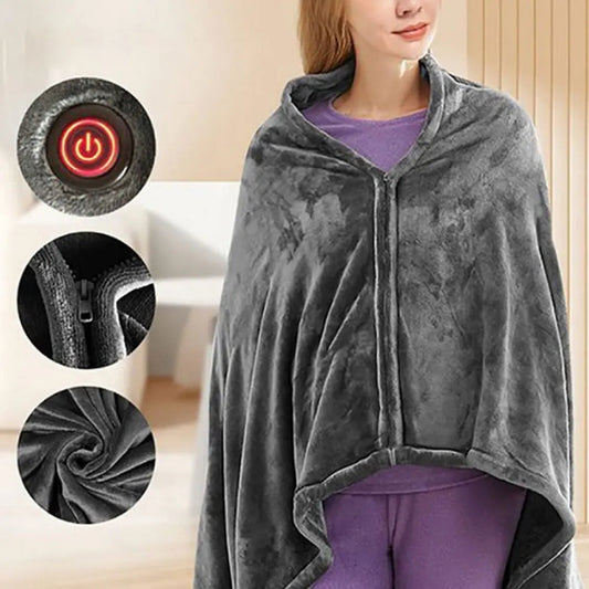 USB Heated Fleece Blanket Shall – 3 Heat Levels, Portable & Cozy