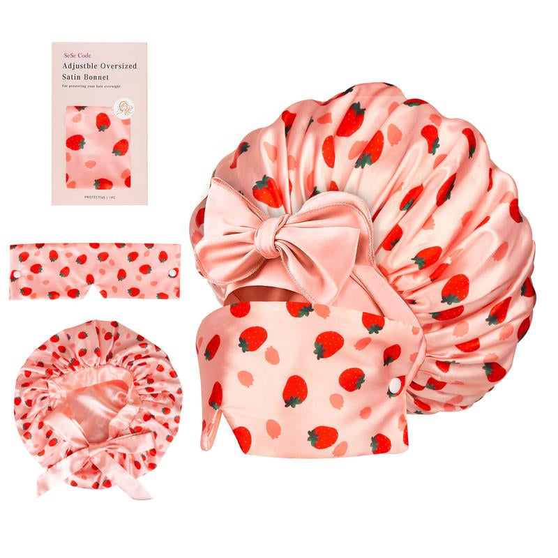 Sese Code Store Satin Hair Bonnet for Sleeping with Detachable Eye Mask - Non-Slip Hair Wrap for Curly Hair