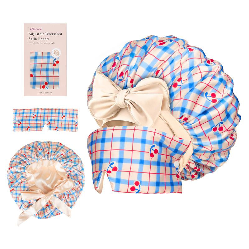 Sese Code Store Satin Hair Bonnet for Sleeping with Detachable Eye Mask - Non-Slip Hair Wrap for Curly Hair