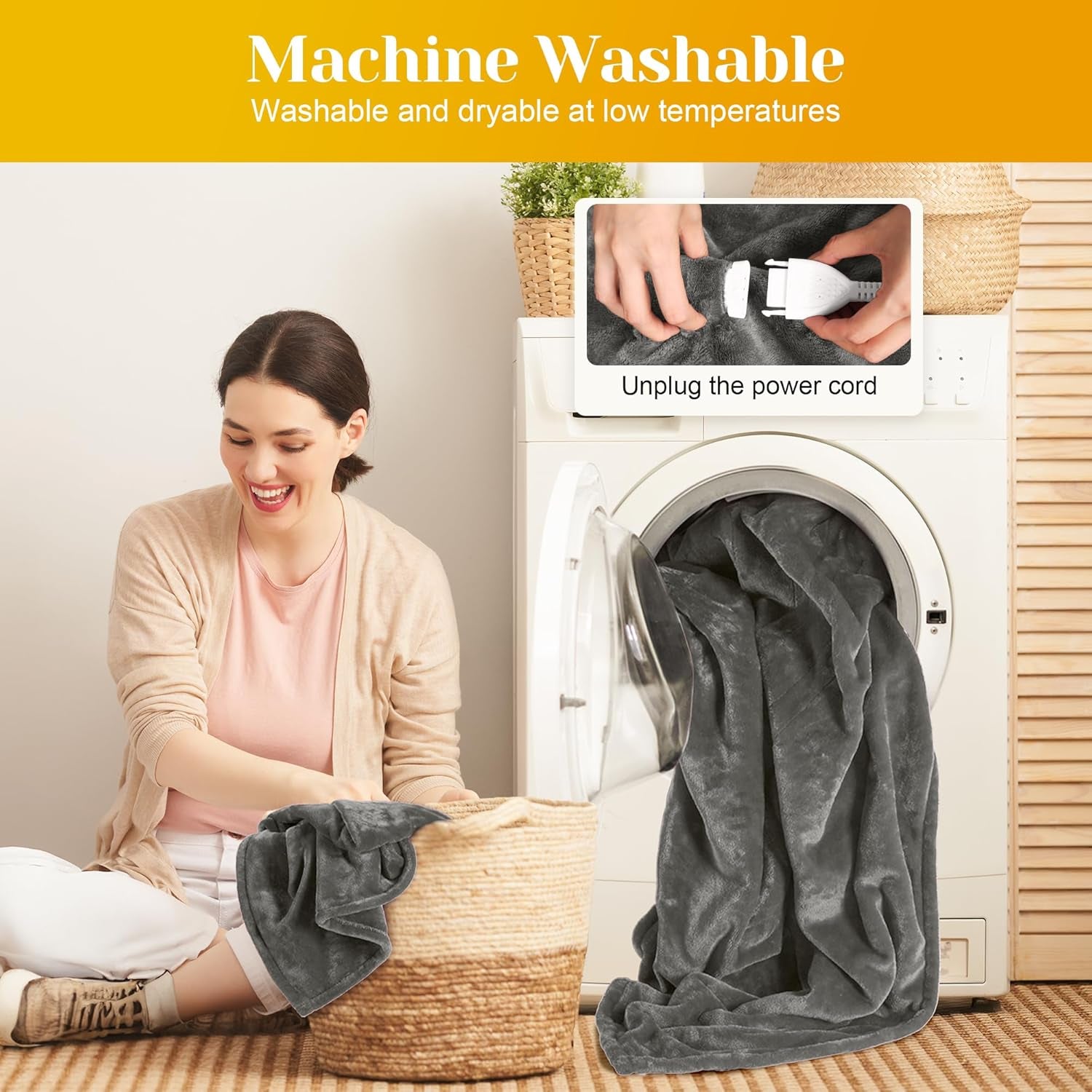 Heated Blanket King Size, Heating Electric Throw Blanket Dual Control, 10 Heat Settings, 12 Hours Auto Off, Machine Washable, ETL Certified, Overheating Protection, Grey