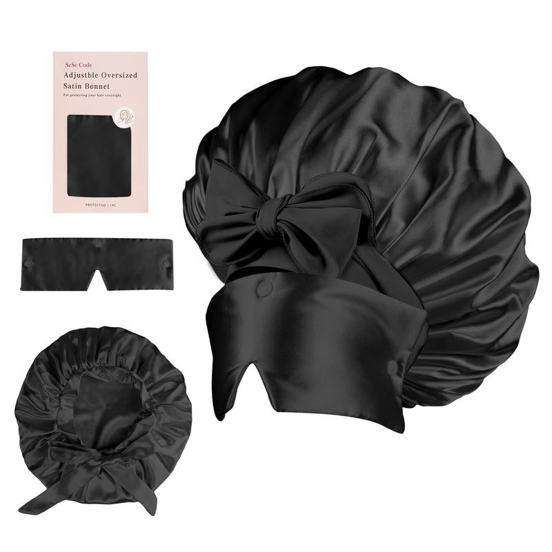 Sese Code Store Satin Hair Bonnet for Sleeping with Detachable Eye Mask - Non-Slip Hair Wrap for Curly Hair