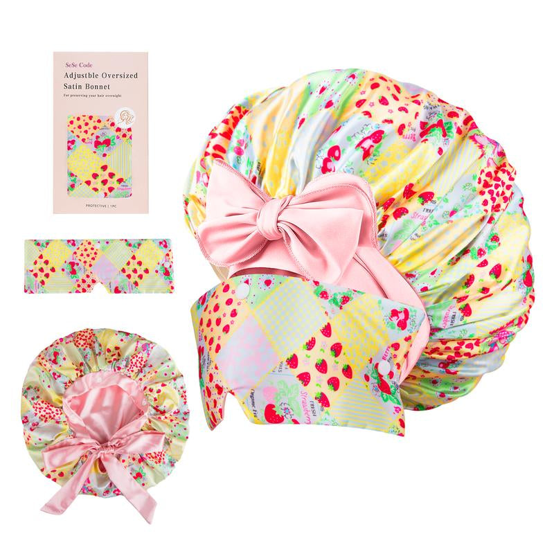 Sese Code Store Satin Hair Bonnet for Sleeping with Detachable Eye Mask - Non-Slip Hair Wrap for Curly Hair